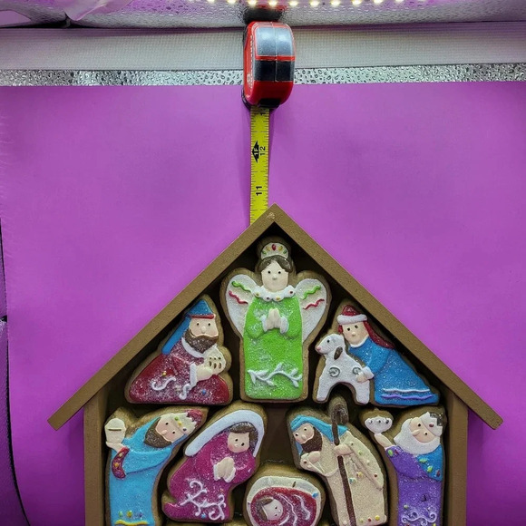 Nativity Scene Christmas Decor Glittery 11 inch Angel Jesus Sheep Shepherd - Picture 4 of 5